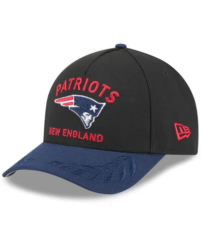 New Era Men's Black/navy New England Patriots 2025 Nfl Draft 9forty A-frame M-crown Adjustable Hat In Black,navy