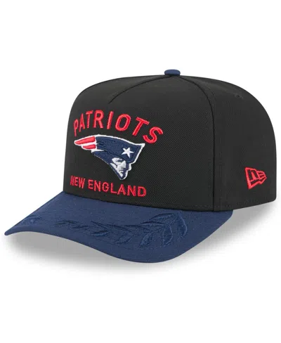 New Era Men's Black/navy New England Patriots 2025 Nfl Draft A-frame 9fifty Snapback Hat In Black,navy