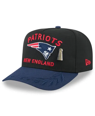 New Era Men's Black/navy New England Patriots 2025 Nfl Draft On Stage A-frame 59fifty Fitted Hat In Black,navy