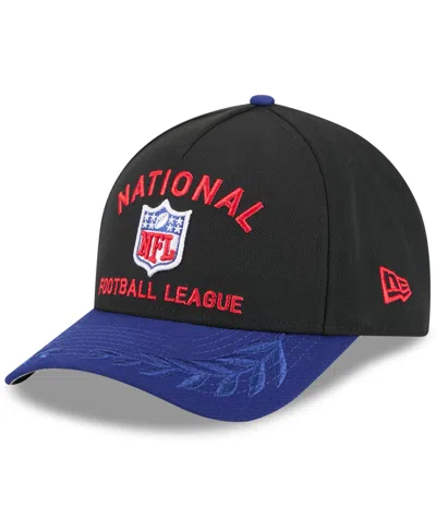 New Era Men's Black/navy Shield Merchandise 2025 Nfl Draft 9forty A-frame M-crown Adjustable Hat In Black,navy