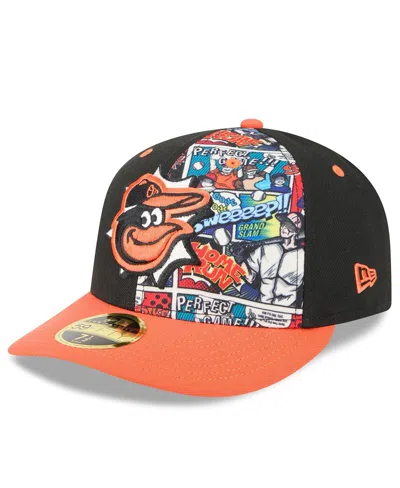 New Era Men's Black/orange Baltimore Orioles 2025 Mlb Diamond Hero Edition Low Profile 59fifty Fitted Hat In Multi