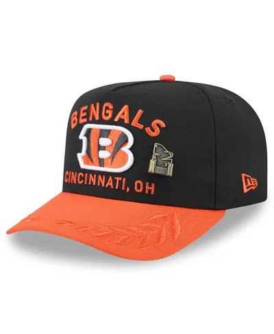 New Era Men's Black/orange Cincinnati Bengals 2025 Nfl Draft On Stage A-frame 59fifty Fitted Hat In Black,orange