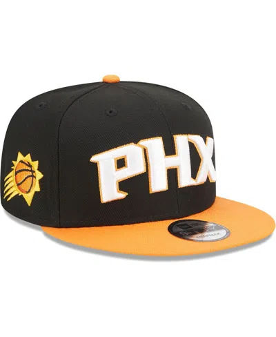 New Era Men's Black/orange Phoenix Suns Jersey Hook Statement Edition 9fifty Snapback Hat