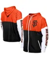 New Era Men's Black/orange San Francisco Giants Color Block Full-zip Hoodie Windbreaker Jacket In Orange