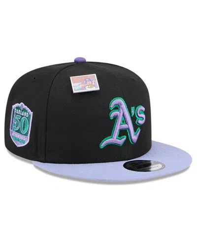 New Era Men's Black/purple Oakland Athletics Grape Big League Chew Flavor Pack 9fifty Snapback Hat In Black,purple