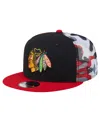 New Era Men's Black/red Chicago Blackhawks Camo Meshback 9fifty Snapback Hat