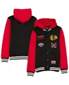 New Era Men's Black/red Chicago Blackhawks Full-snap Fleece Hoodie Jacket In Black