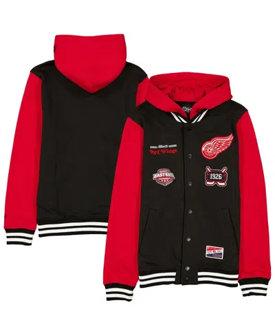 New Era Men's Black/red Detroit Red Wings Full-snap Fleece Hoodie Jacket In Multi