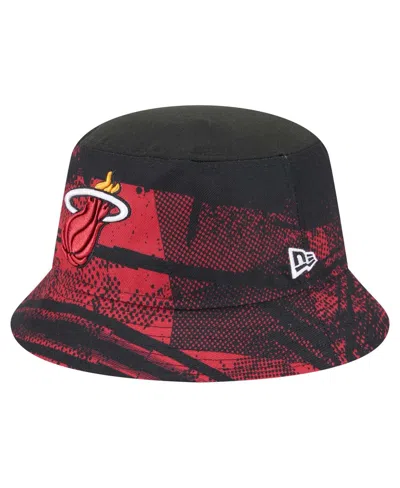New Era Men's Black/red Miami Heat Tip-off Bucket Hat In Black,red