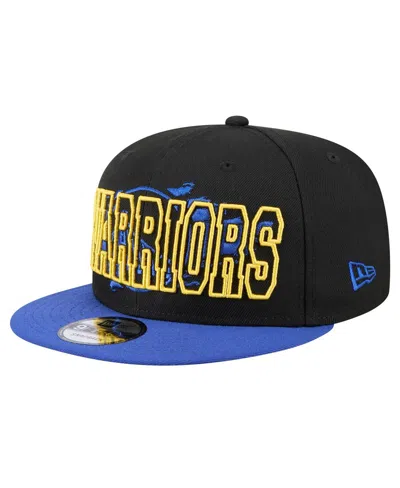 New Era Men's Black/royal Golden State Warriors Sport Night Splatter 2-tone 9fifty Snapback Hat In Black,royal