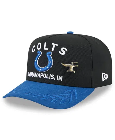 New Era Men's Black/royal Indianapolis Colts 2025 Nfl Draft On Stage A-frame 59fifty Fitted Hat In Black,royal