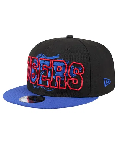 New Era Men's Black/royal Philadelphia 76ers Sport Night Splatter 2-tone 9fifty Snapback Hat In Black,royal