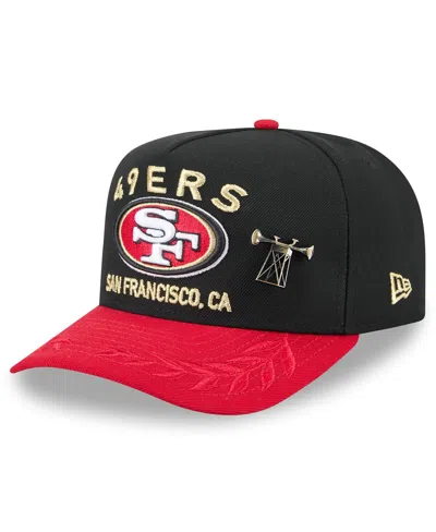 New Era Men's Black/scarlet San Francisco 49ers 2025 Nfl Draft On Stage A-frame 59fifty Fitted Hat In Black,scarlet