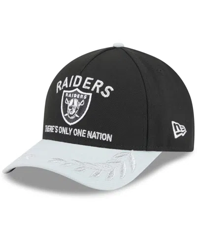 New Era Men's Black/silver Las Vegas Raiders 2025 Nfl Draft 9forty A-frame M-crown Adjustable Hat In Black,silver