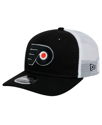 New Era Men's Black/white Philadelphia Flyers Core Trucker 9seventy Stretch-snap Hat