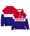 New Era Men's Blue Atlanta Braves Ripstop Raglan Quarter-zip Hoodie Windbreaker Jacket In Blue