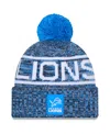 New Era Men's Blue Detroit Lions 2025 Sideline Cold Weather Cuffed Pom With Knit Hat In Blue