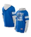 New Era Men's Blue Detroit Lions Twofer Layered Long Sleeve Hoodie T-shirt In Blue