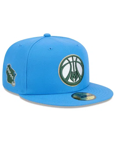 New Era Men's Blue Milwaukee Bucks 2024/25 City Edition Alternate 59fifty Fitted Hat