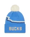 New Era Men's Blue Milwaukee Bucks 2024/25 City Edition Cuffed Knit Hat With Pom In Blue