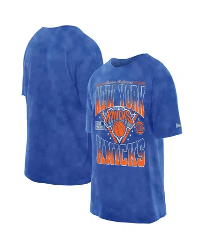 New Era Men's Blue New York Knicks Old School Sport Vintage Wash T-shirt