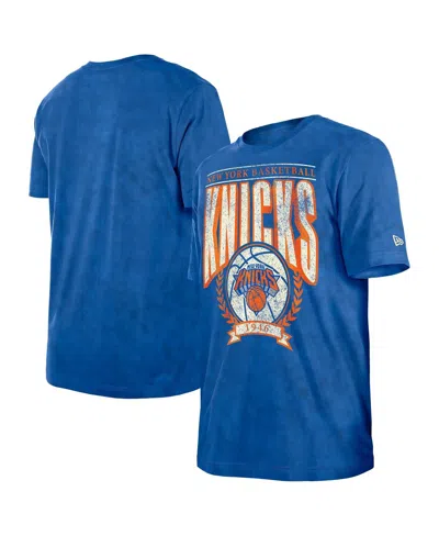 New Era Men's Blue New York Knicks Throwback Vintage Boxy Mineral Wash T-shirt