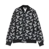 New Era Men's Bomber Jacket Nba All Over Print Distressed Logo Bomber Jacket Chibul Black In Black