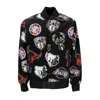 New Era Men's Bomber Jacket Nba All Over Print Team Logo Bomber Black/front Door Red In Black/front Door Red