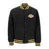 NEW ERA MEN'S BOMBER JACKET NBA SCRIPT BOMBER LOSLAK BLACK/TRUE PURPLE