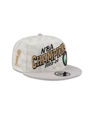 New Era Men's Boston Celtics 2024 Nba Finals Champions Locker Room 9fifty Snapback Hat In Cream