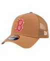 New Era Men's Brown Boston Red Sox A-frame Trucker 9forty Adjustable Hat In Brown