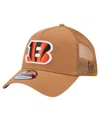 New Era Men's Brown Cincinnati Bengals Color Pack A-frame Trucker 9forty Adjustable Hat In Brown