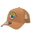 New Era Men's Brown Jacksonville Jaguars Color Pack A-frame Trucker 9forty Adjustable Hat In Brown