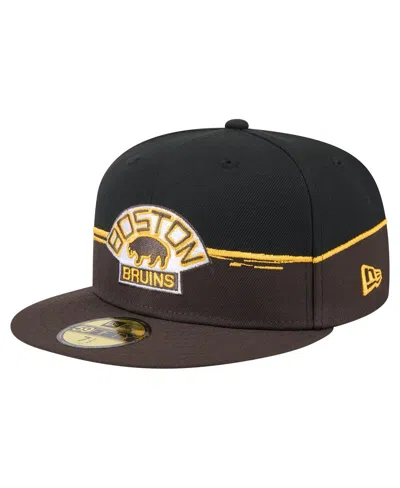 New Era Men's Brown/black Boston Bruins Vintage Color Dip 59fifty Fitted Hat In Brown,black