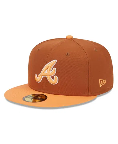 New Era Men's Brown/orange Atlanta Braves Spring Color Basic Two-tone 59fifty Fitted Hat