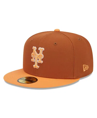 New Era Men's Brown/orange New York Mets Spring Color Basic Two-tone 59fifty Fitted Hat In Brown,orange