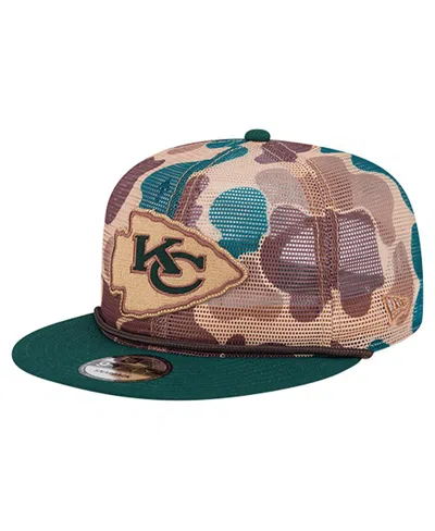 New Era Men's Camo Kansas City Chiefs Duck Camo 9fifty Snapback Hat In Green