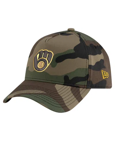New Era Men's Camo Milwaukee Brewers Woodland Team Pop 9forty A-frame Adjustable Hat