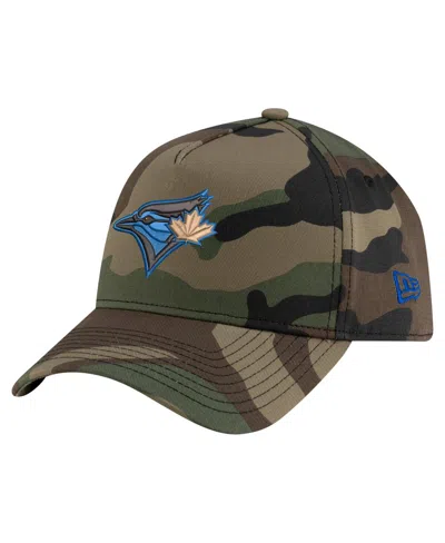 New Era Men's Camo Toronto Blue Jays Woodland Team Pop 9forty A-frame Adjustable Hat