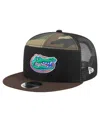 New Era Men's Camo/black Florida Gators Outdoor Wide Panel 9fifty Snapback Trucker Hat In Black
