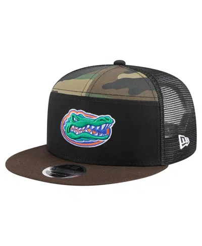 New Era Men's Camo/black Florida Gators Outdoor Wide Panel 9fifty Snapback Trucker Hat