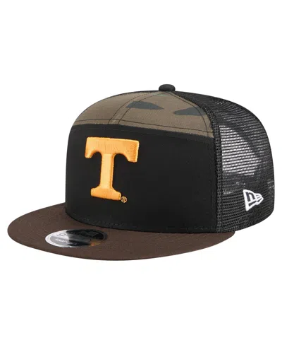 New Era Men's Camo/black Tennessee Volunteers Outdoor Wide Panel 9fifty Snapback Trucker Hat