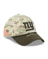 New Era Men's Camo/dark Green New York Giants 2025 Salute To Service 39thirty Flex Hat In Green
