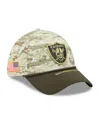 New Era Men's Camo/dark Green/dark Green Las Vegas Raiders 2025 Salute To Service 39thirty Flex Hat In Green