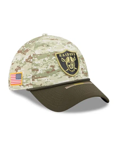 New Era Men's Camo/dark Green/dark Green Las Vegas Raiders 2025 Salute To Service 39thirty Flex Hat