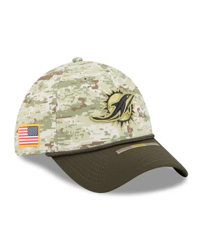 New Era Men's Camo/dark Green/dark Green Miami Dolphins 2025 Salute To Service 39thirty Flex Hat
