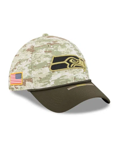New Era Men's Camo/dark Green/dark Green Seattle Seahawks 2025 Salute To Service 39thirty Flex Hat