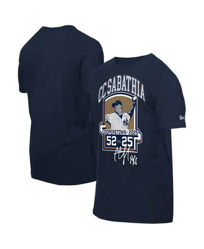 New Era Men's Cc Sabathia Navy New York Yankees 2025 National Baseball Hall Of Fame Graphic T-shirt In Blue