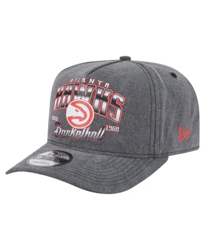 New Era Men's Charcoal Atlanta Hawks Throwback Washed Pre-curved 9fifty Snapback Hat In Gray