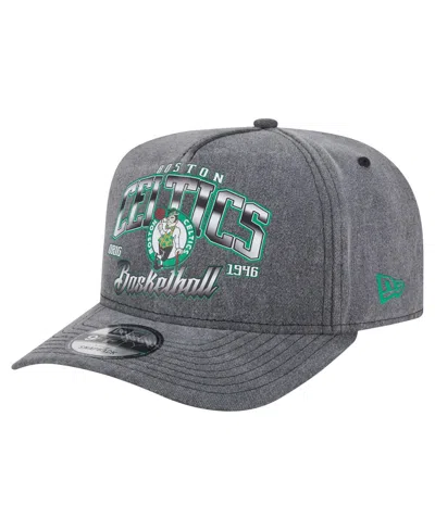 New Era Men's Charcoal Boston Celtics Throwback Washed Pre-curved 9fifty Snapback Hat